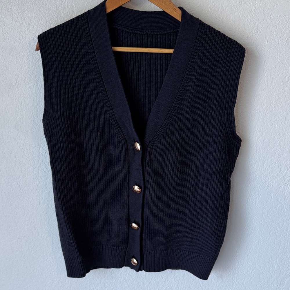 Commense Navy Knit Sweater Vest - Picture 2 of 7